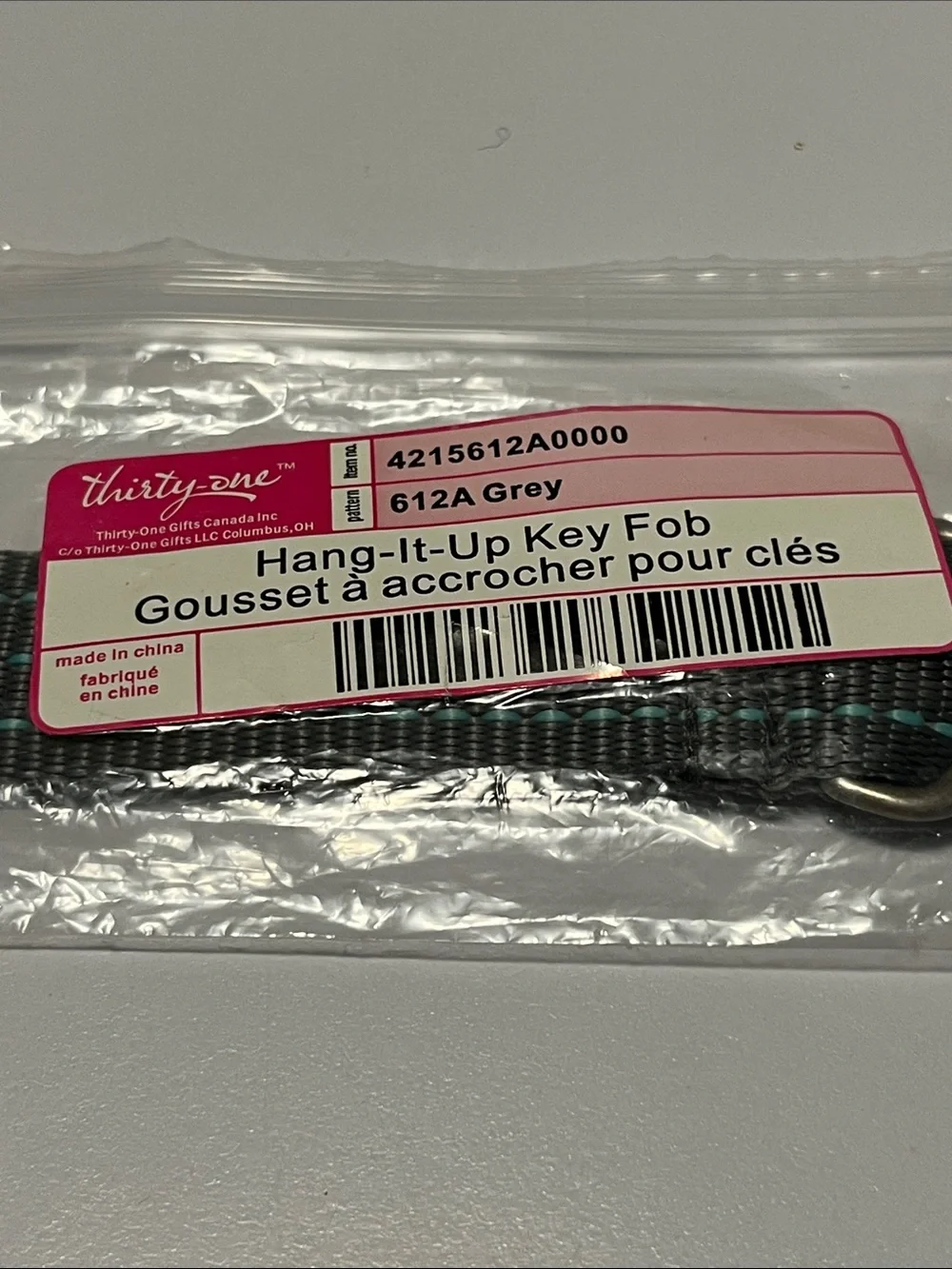 NEW thirty-one Gray Braided Hang-It-Up Key Fob Wristlet